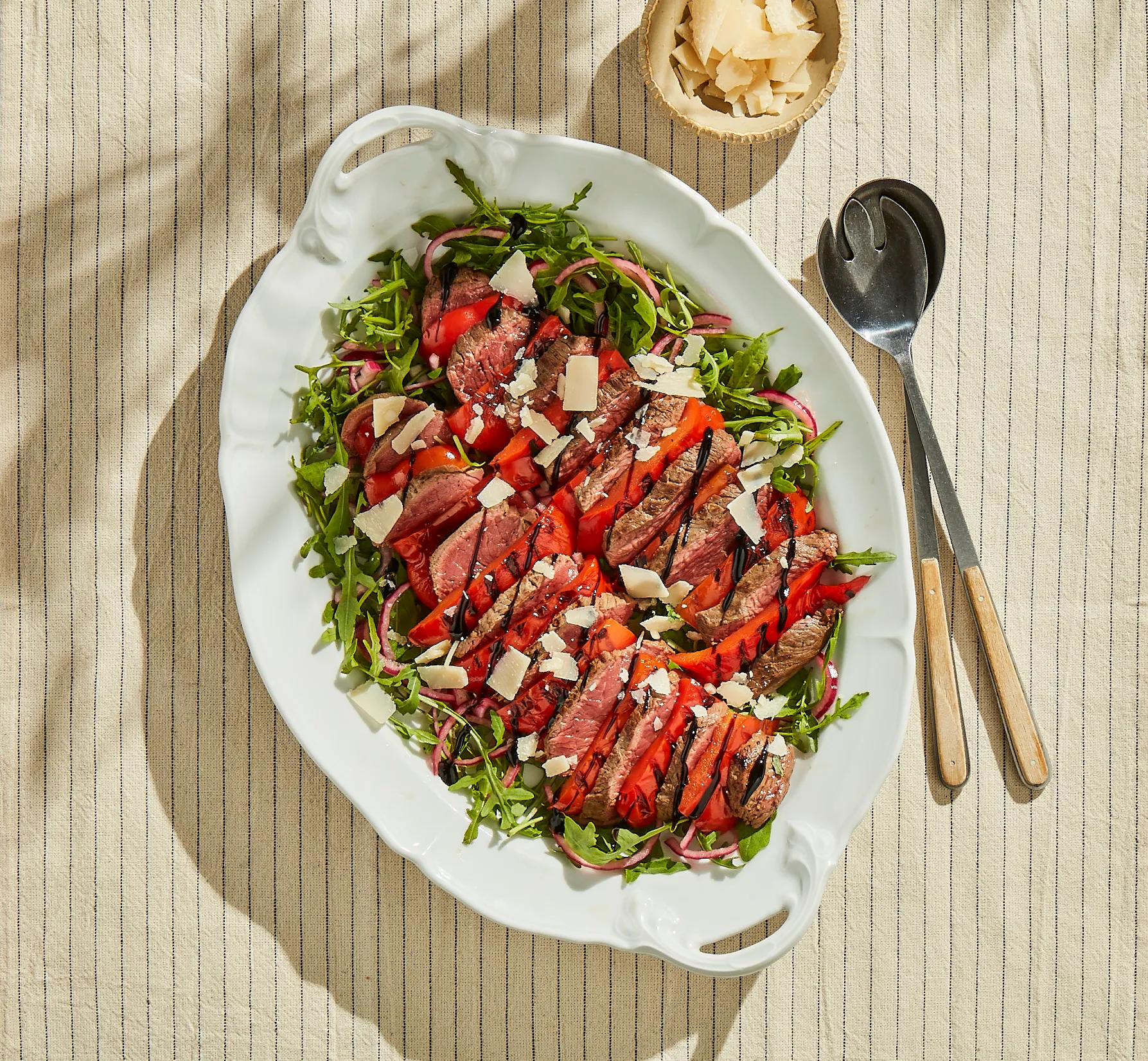 Biefstuk met rucola en parmezaan