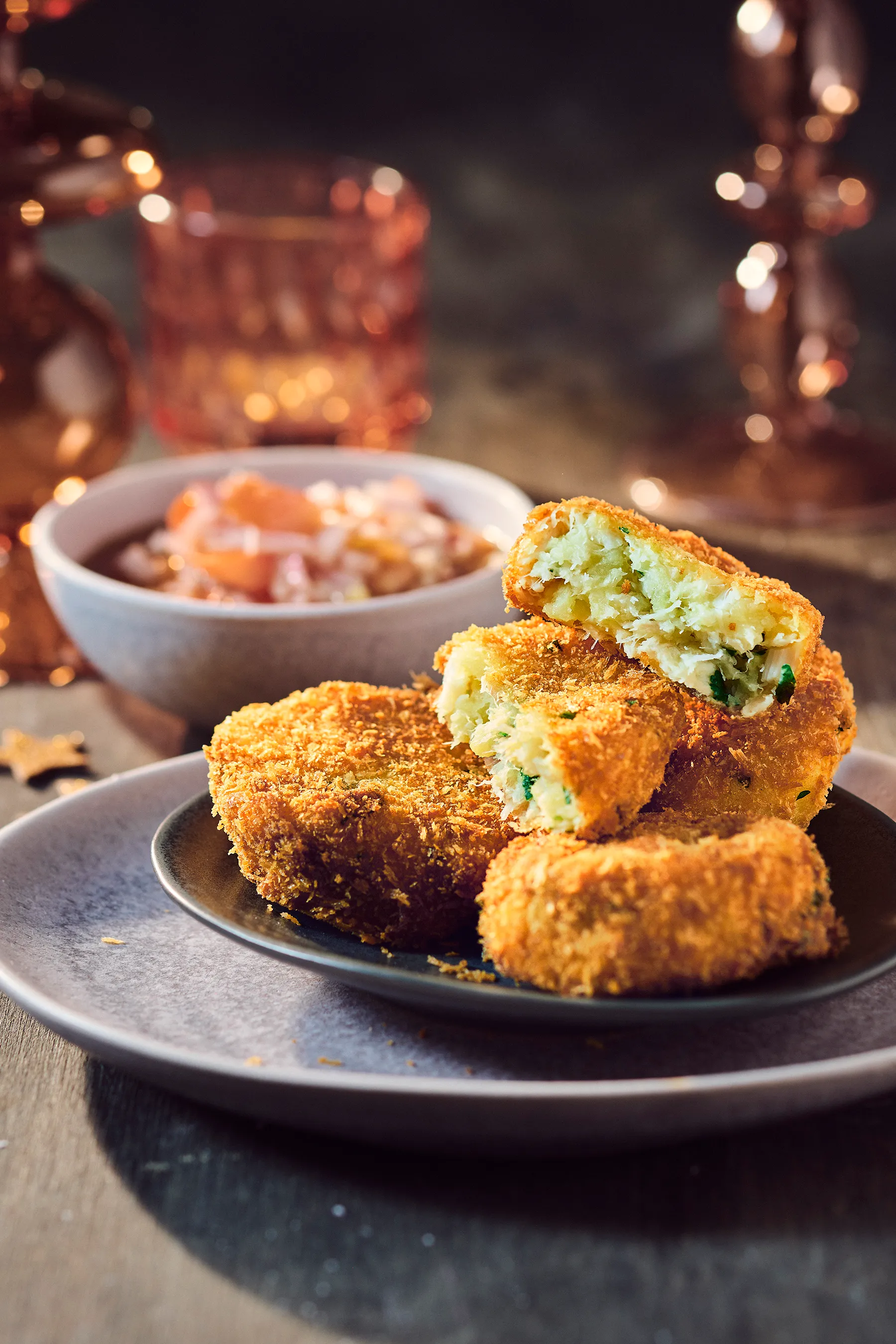 Viskoekjes met bruine boter-salsa