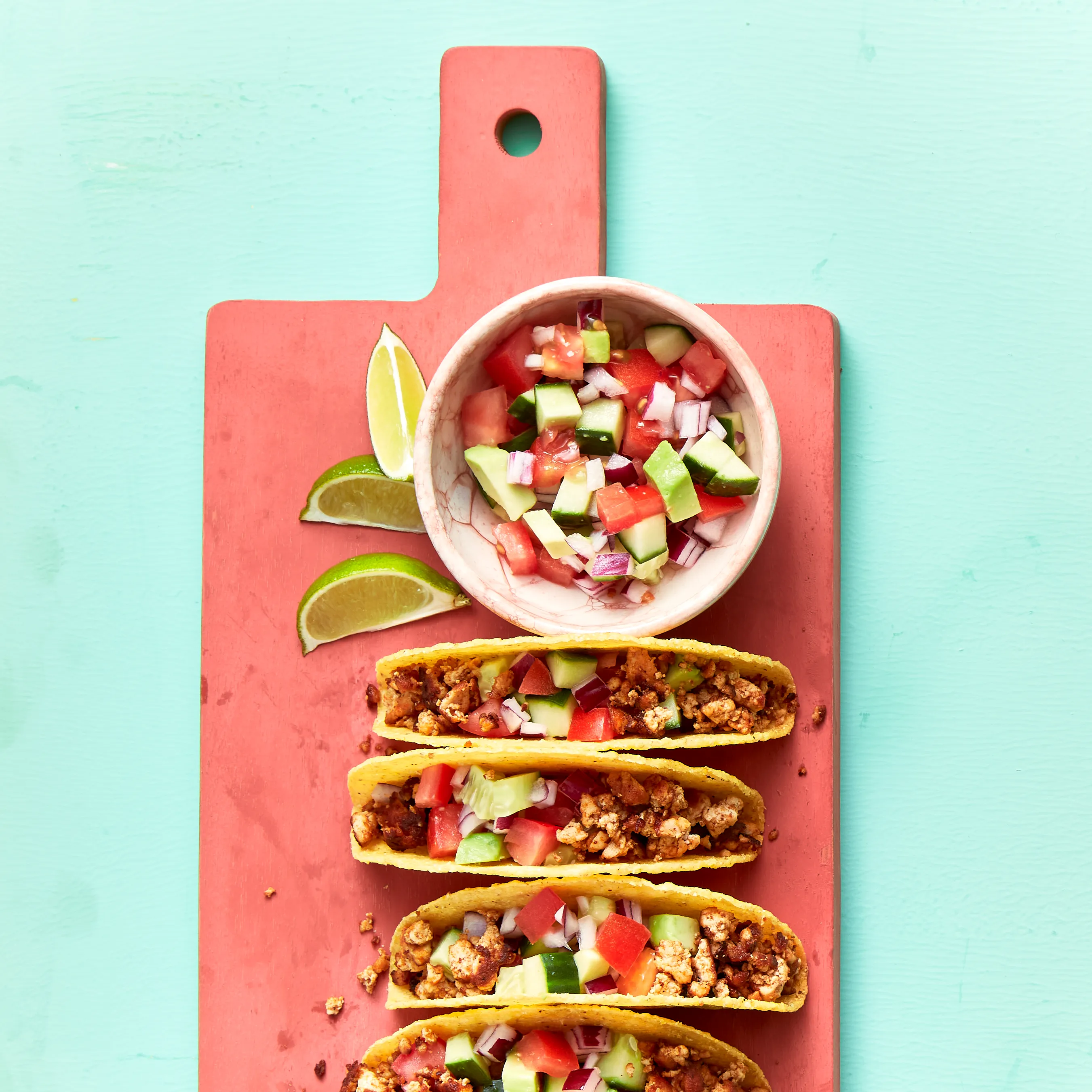Taco's met tofugehakt en salsa