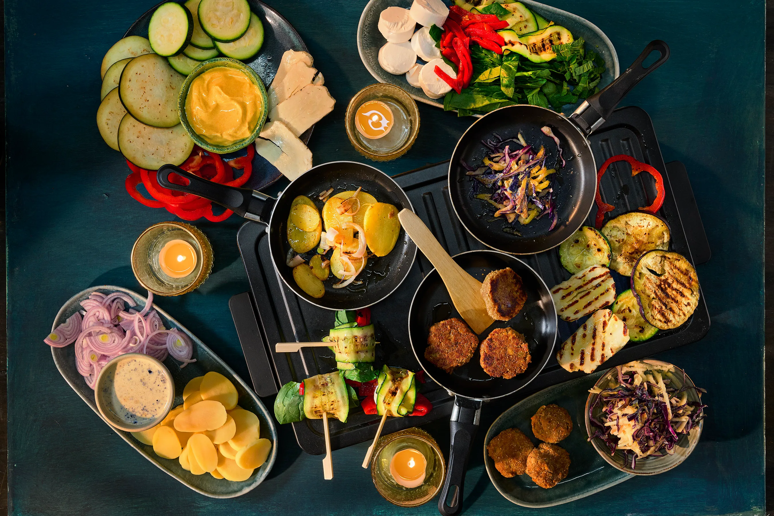 Groentepannetje met gegrilde halloumi