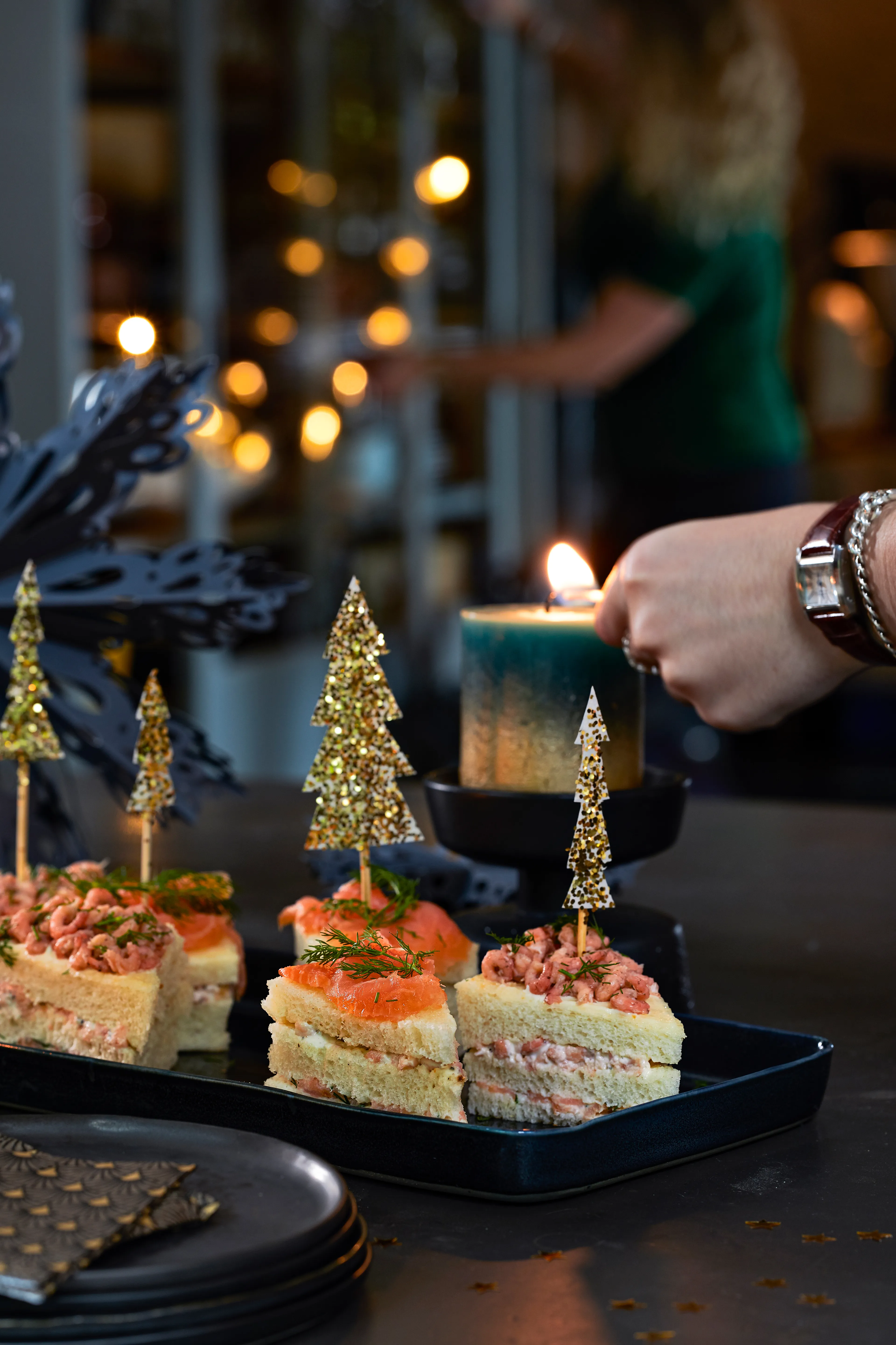 Triangel met zalm en garnalen