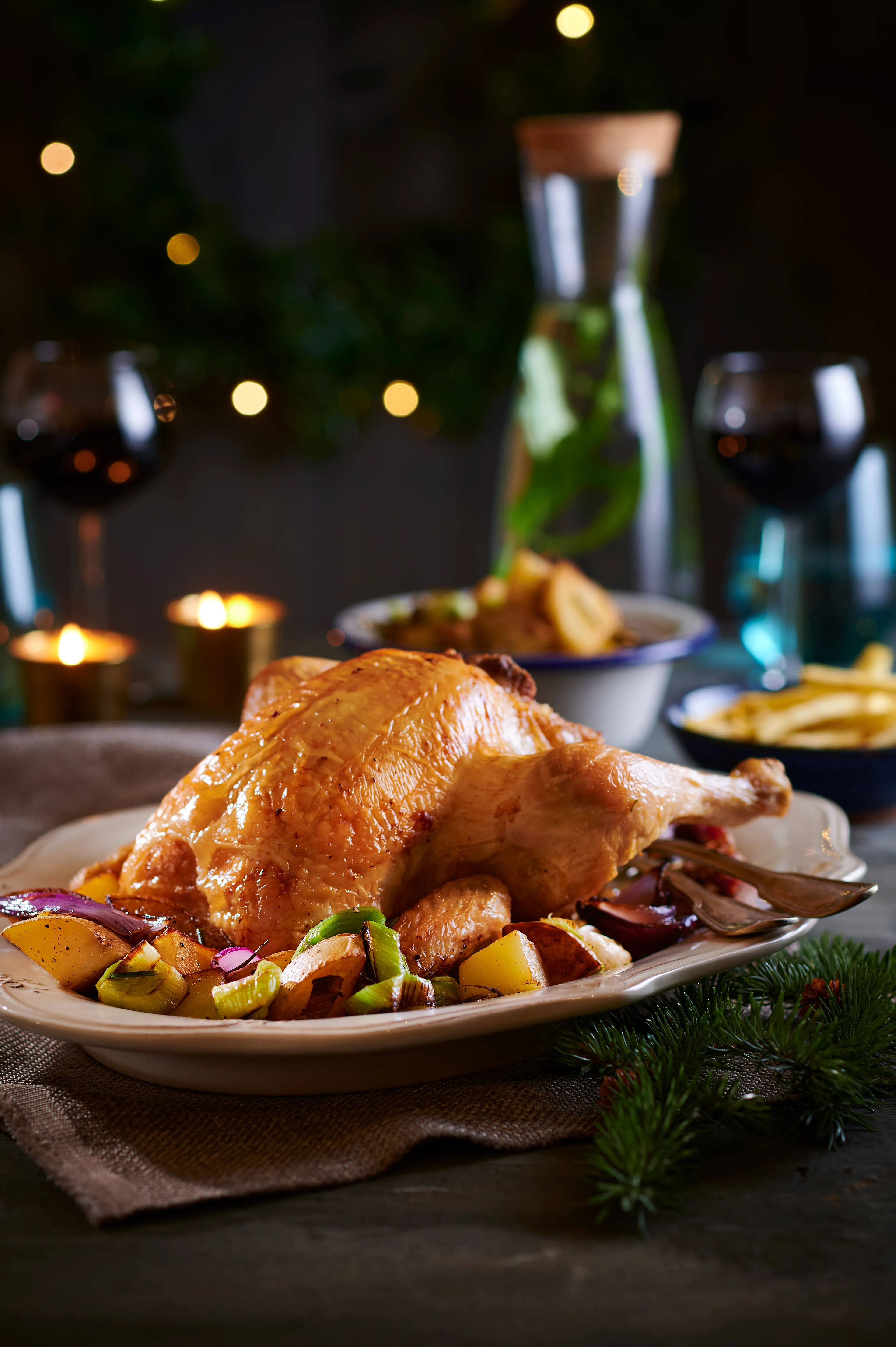 Gevulde kerstkip met cranberry's en walnoten